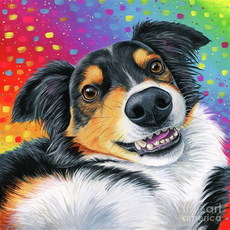 Caliber The Tricolor Australian Shepherd Dog Painting By Rebecca Wang