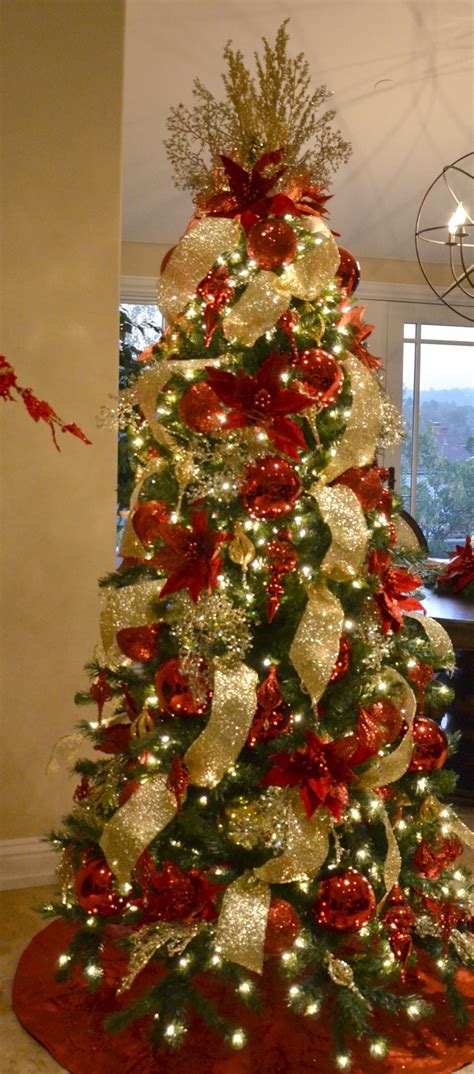 Red And Gold Decorated Christmas Tree Rental Commercial Christmas