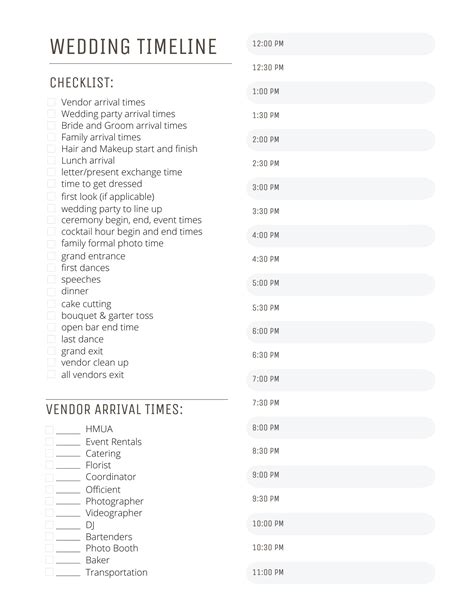 The Wedding Itiner List Is Shown Here