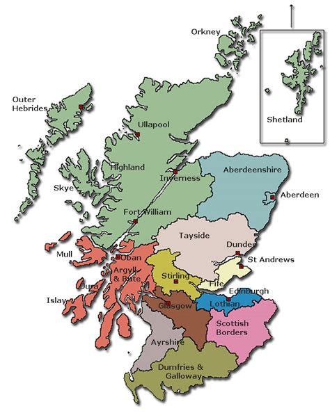 Scotland Clan Map Authorities Map And Regions And Towns Map