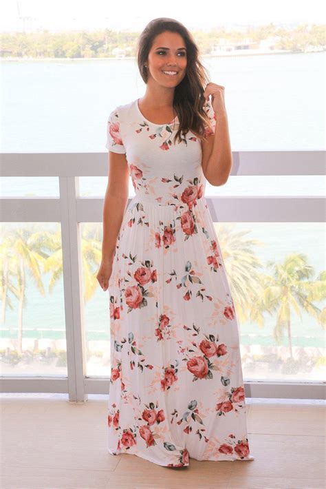 Ivory Floral Maxi Dress With Criss Cross Back Maxi Dresses Saved By
