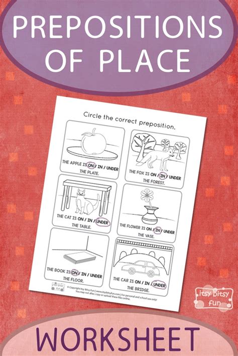 You need the free acrobat reader to view and print pdf files. Printable Prepositions of Place Worksheet - itsybitsyfun.com