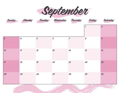 September Colorful 2023 Lettering Monthly Calendar Planner Printable