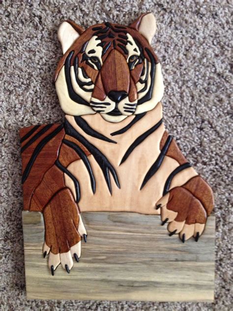 Tiger Wooden Art Wooden Crafts Stone Pictures Pebble Art Intarsia