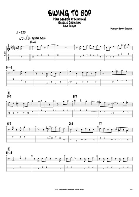 Swing To Bop By Charlie Christian Full Score Guitar Pro Tab