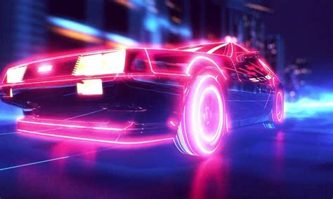 New Retro Wave Synthwave 1980s Neon Delorean Car Retro Games