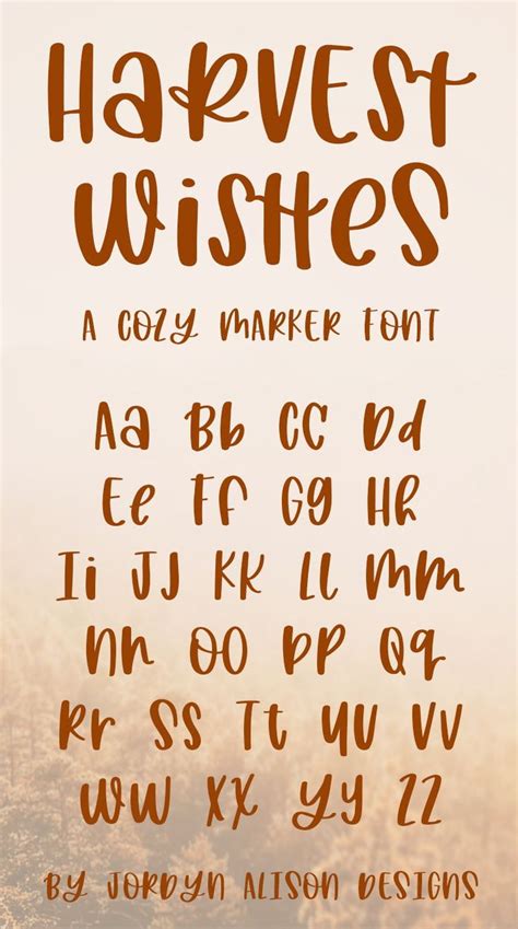 Harvest Wishes Cozy Marker Font Lettering Alphabet Cute Fonts