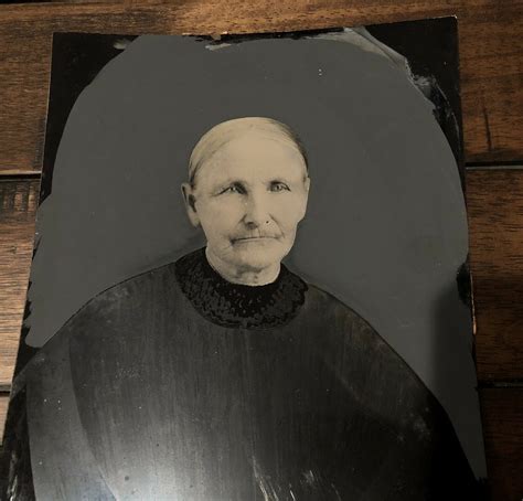 Full Plate Hand Painted Tintype Old Widow Black Mourning Dress Folk Ar