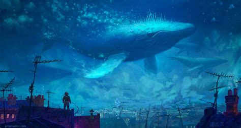 Artstation Whale Rider Artur Sadlos Whale Art Fantasy Landscape