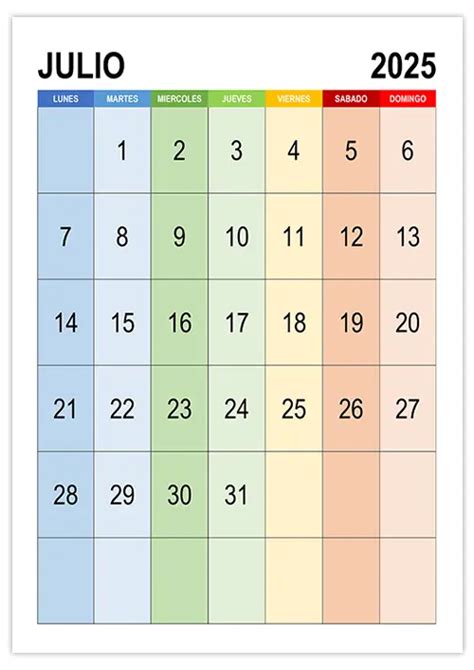 Calendario Julio 2025 Calendariossu