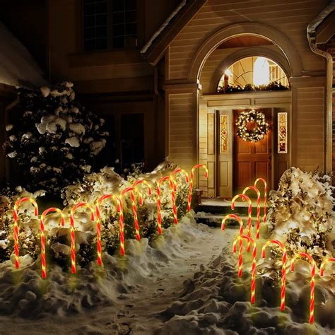 Solar Candy Cane Lights Christmas Path Solar Powered Pathway Canes