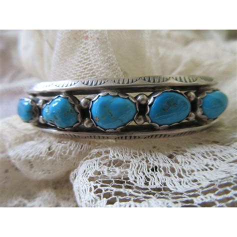 Sterling Native American Vernon Begay Turquoise Cuff Bracelet Navajo