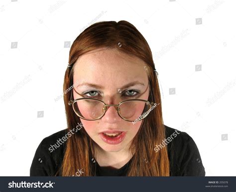 Ugly Girl With Glasses On White Background Stock Photo 205078