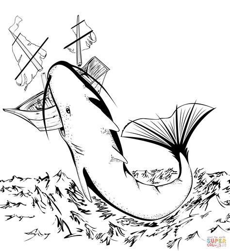 The world's top 10 sharks)shark bookssharks: Megalodon Shark Attacks Ship coloring page | Free ...