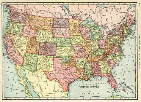 Antique Map Of United States Old Cartographic Map Antique Maps