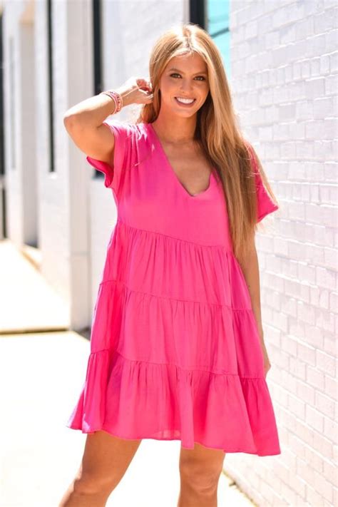 Pretty Please Babydoll Dress Hot Pink In Dresses Babydoll Dress Outfit Babydoll Dress