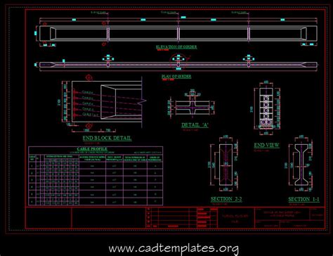 Details Of Psc Girder And Cable Profile Cad Template Dwg Cad Templates