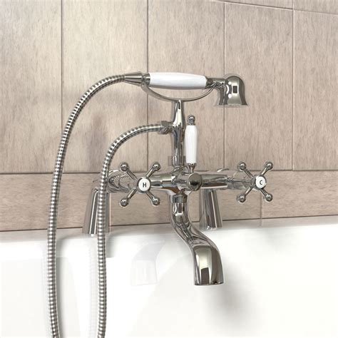 Modern Chrome Square Round Bath Mixer Tap With Handheld Shower Bathroom EBay