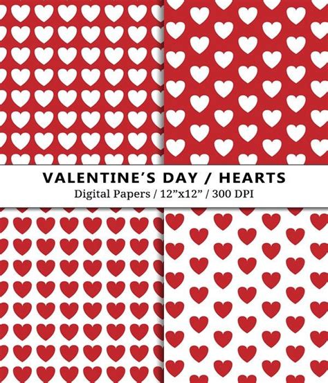 Free Valentines Day Hearts Digital Papers Pack Scrapbook Printables