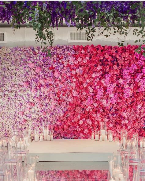 Ombré Pink Flower Wall Floral Backdrop Wedding Rustic Wedding