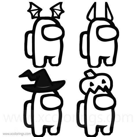 Among Us Coloring Page Halloween Costumes Skins Hats