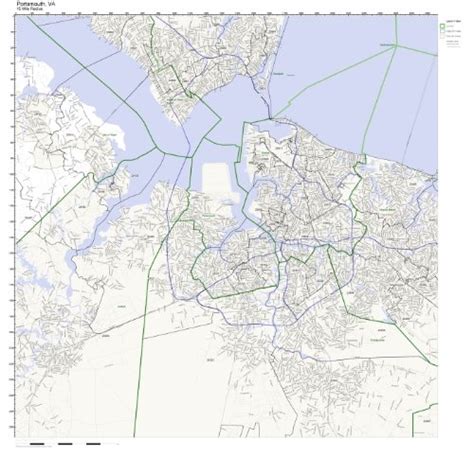 Portsmouth Va Zip Code Map Laminated Office Products