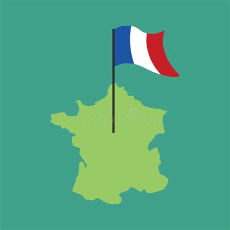Kaart Van De Franse Landgrens Met De Vlag Frankrijk Kaart Op Witte