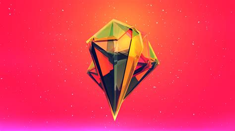 Wallpaper Illustration Heart Red Triangle Diamonds Facets