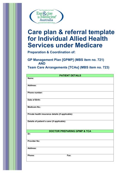 Gpmp Care Plan Template