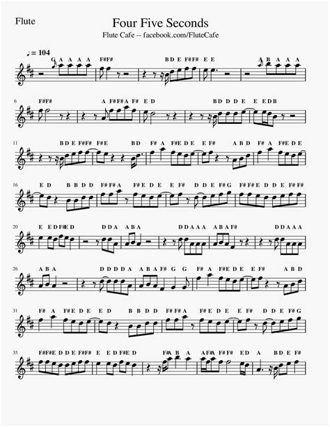 Flute Cafe Four Five Seconds Flute Sheet Music