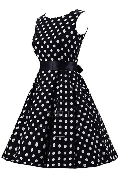 Sleeveless Polka Dot Ball Gown Dress Vintage Dresses Cheap Vintage