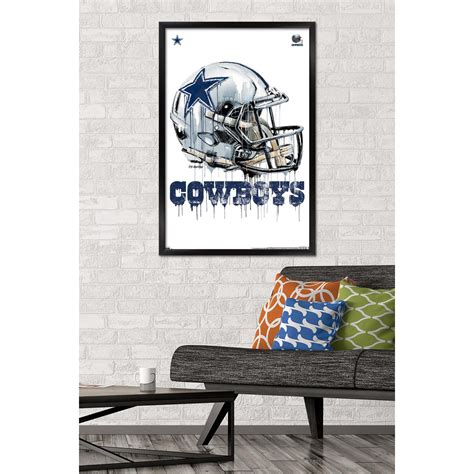 Nfl Dallas Cowboys Drip Helmet 20 Wall Poster With Wooden Magnetic