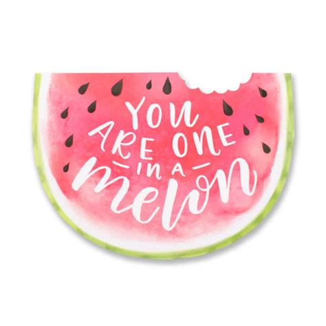 You Are One In A Melon Watermelon Friendship Die Cut Card Etsy