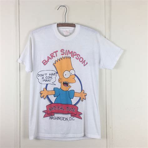 Music Fan Shirt Vintage 1990 Bart Simpson Radical Dude T Shirt Tee