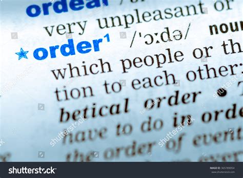 Closeup Word English Dictionary Order Definition Stock Photo 365789054