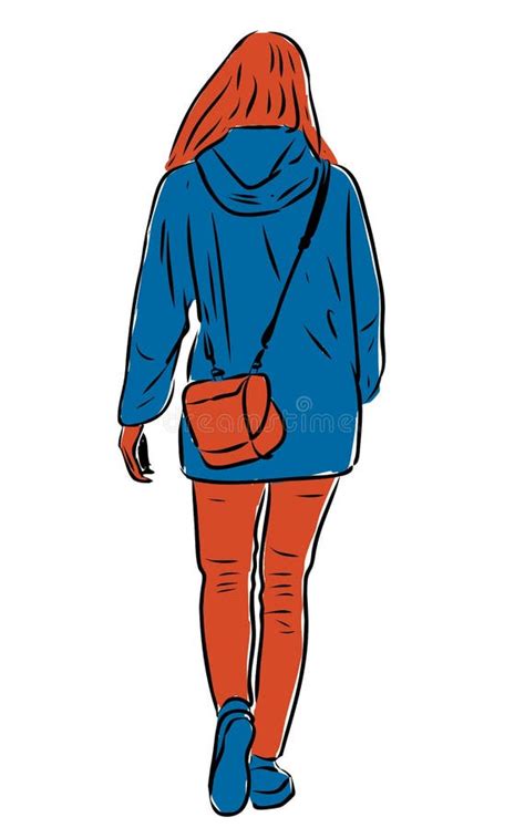 Cartoon Girl Walking Away