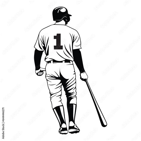 Isolated Baseball Player Full Body Number On The Back Back View Cartoon Vector Logo Vector