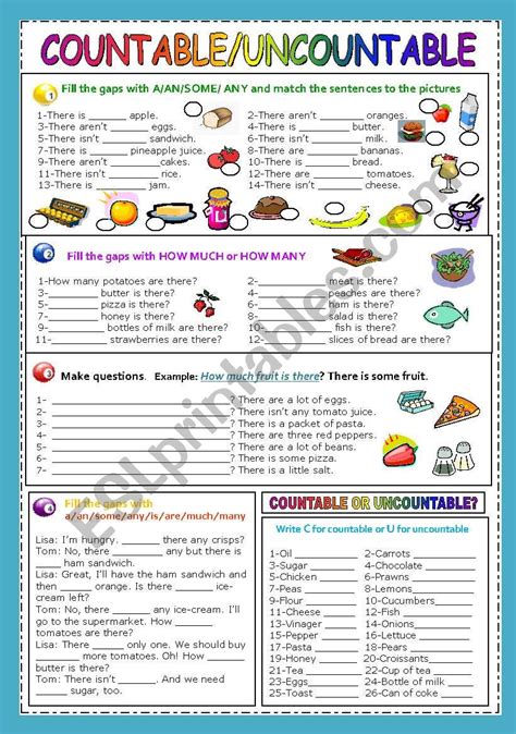 Countableuncountable Nouns Esl Worksheet By Traute
