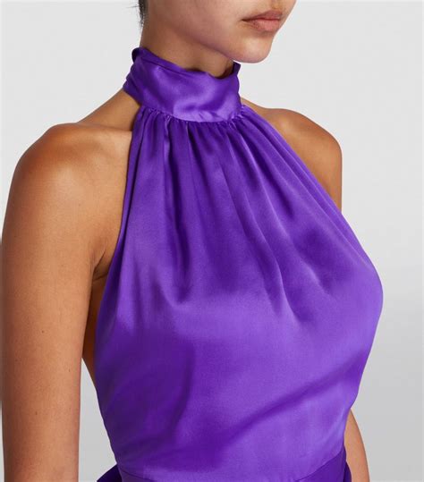 Womens Harmur Purple Silk Halterneck Classic Top Harrods Uk