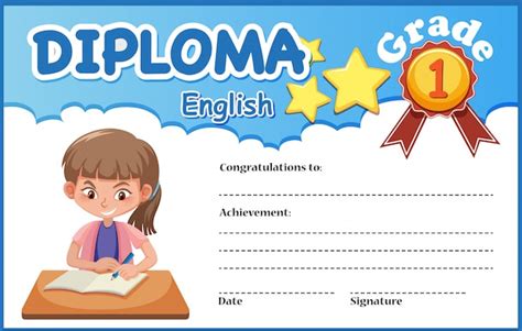 Plantilla De Certificado De Diploma De Inglés Vector Premium