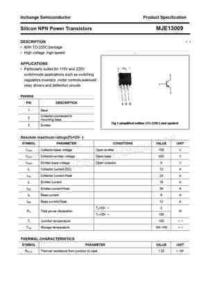 MJE13009 Datasheet Equivalent Cross Reference Search Transistor Catalog