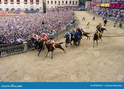 Palio Di Siena Horse Race Start At The Mossa Editorial Photo Image Of