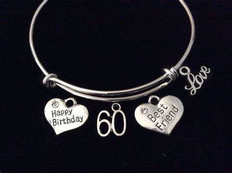 Best Friend Happy 60th Birthday Expandable Charm Bracelet Adjustable B