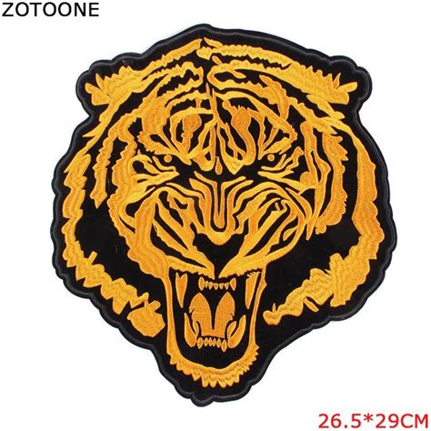 Zotoone Big Gold Tiger Patches For Clothing Embroidered Patch Iron On