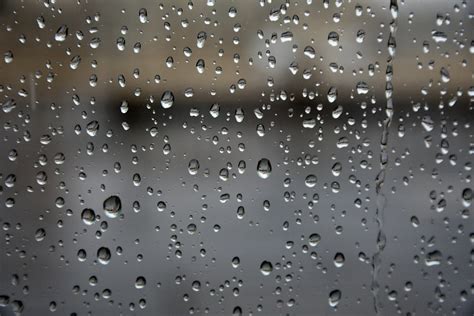 Large Raindrops Dripping On Transparent Window Larger