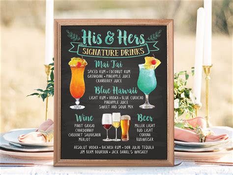 However, if you have several sentences using this option, it looks. Digital Printable Wedding Bar Menu Sign, His and Hers ...