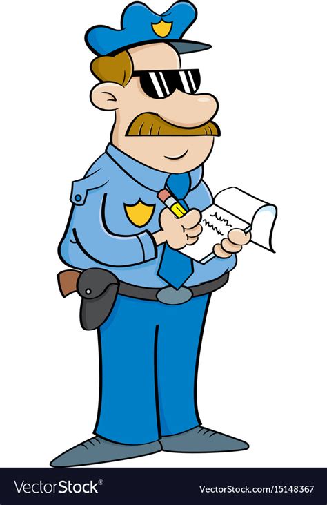 Cartoon Policeman Writing A Ticket Royalty Free Vector Image