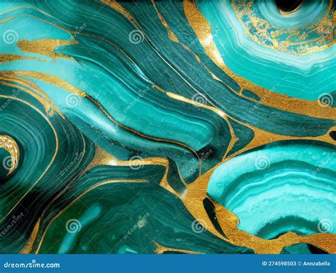 Turquoise Marble With Golden Lines Texture Blue Stone With Gold