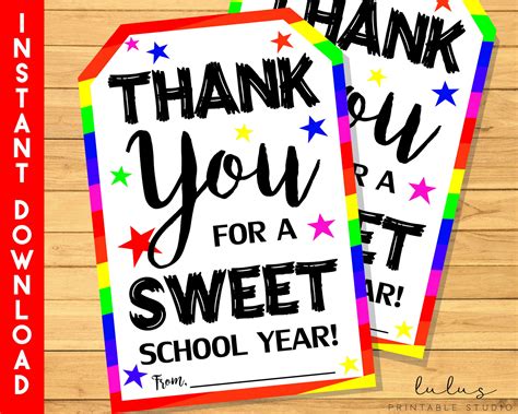 End Of The Year Teacher T Tag Printable Thank You T For Etsy