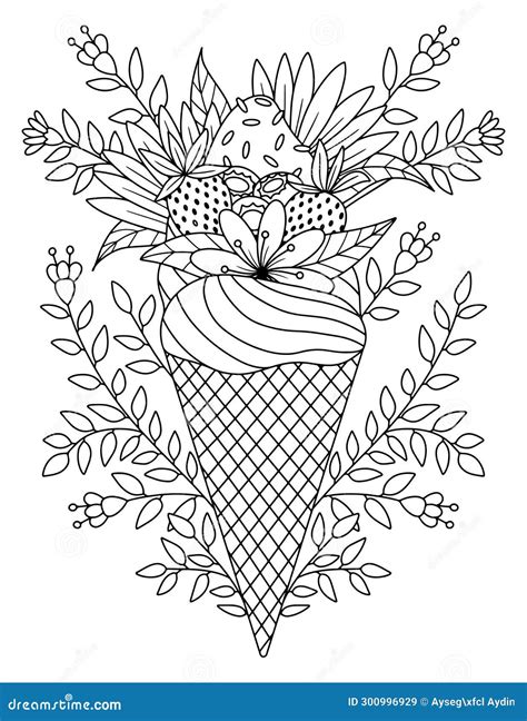 Hand Drawn Dessert Coloring Page Desser Vector Stock Vector